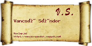 Vancsó Sándor névjegykártya
